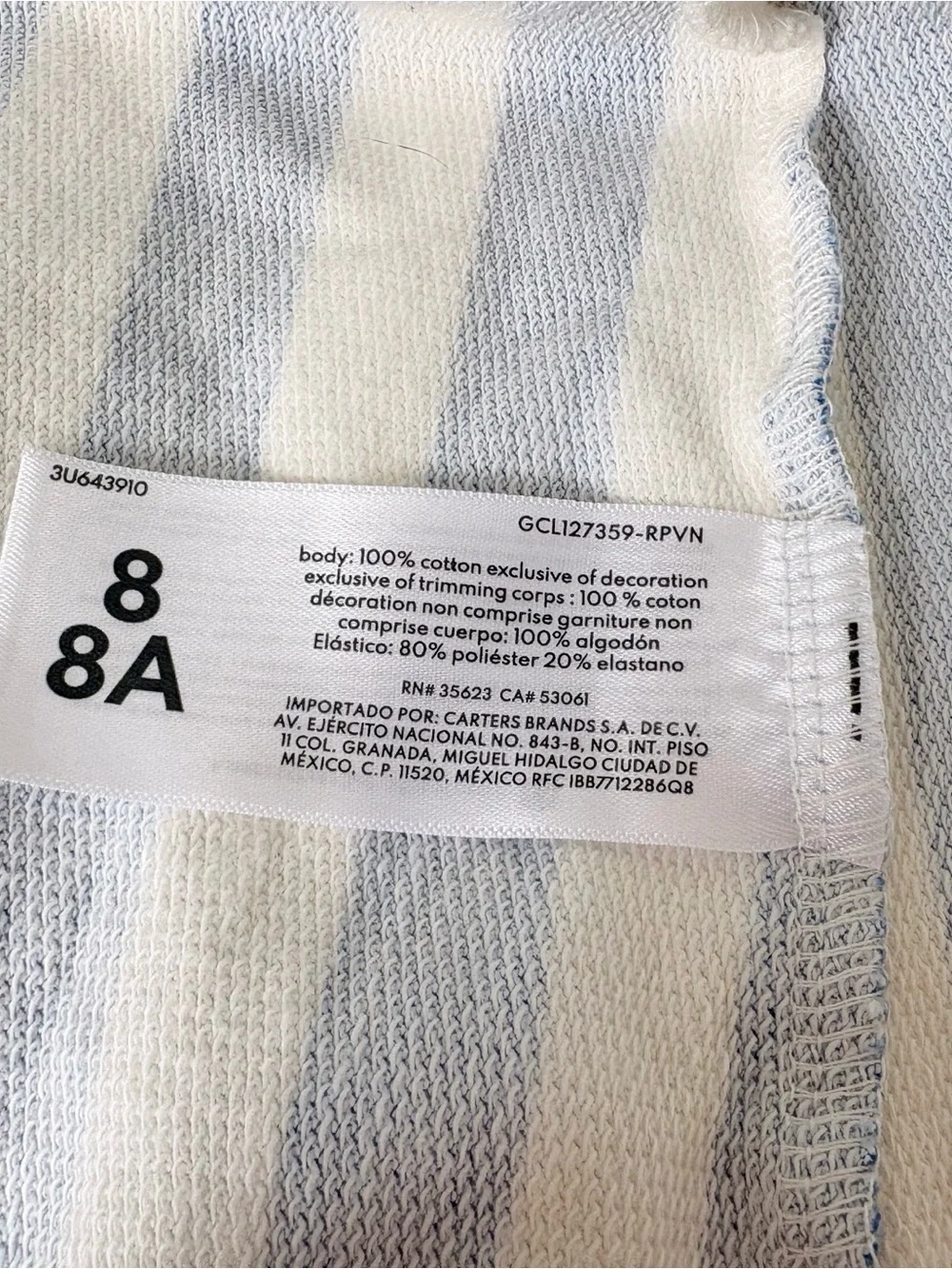 Carter's Blue and White Striped Cotton Drawstring Dress